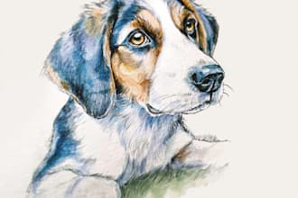 draw watercolor pet portrait