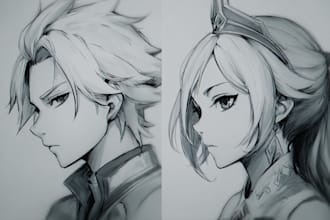 draw a sketch in anime style of your characters