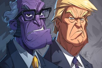 draw profesional funny political or social cartoons