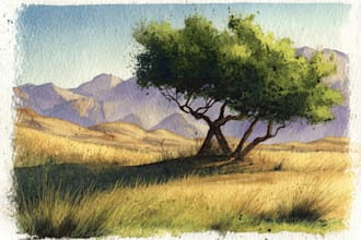 draw a watercolor landscape illustration