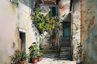 draw original watercolor landscape or architecture art