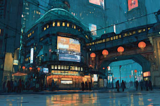 make illustration in scifi cyberpunk, neo tokyo style