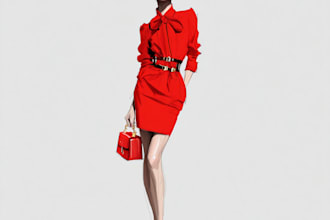 draw a realistic fashion illustration