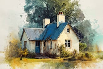 paint digital watercolor house portraits