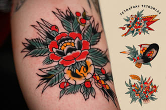 create a traditional style tattoo or illustration for you