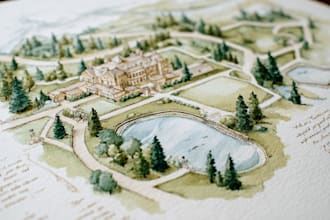 do custom watercolor wedding map