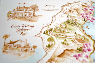 watercolor map illustration just for you