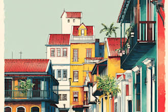 do stylised illustration of houses or urban scenes