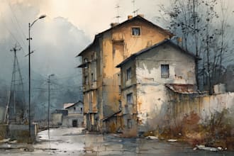 draw original watercolor landscape or architecture art