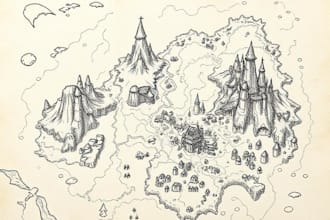 craft a hand drawn map of your fantasy world