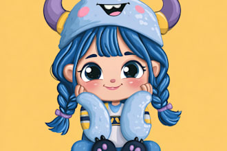 draw cute cartoon character, mascot, stickers