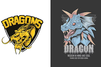 create esport t shirt dragon head logo