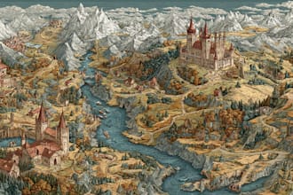 create fantasy map illustration with fantasy art