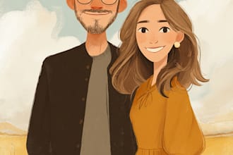 draw couple portrait illustration from photo