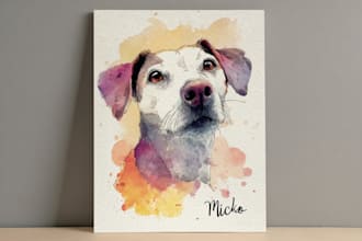 paint cute animals in digital watercolor for you