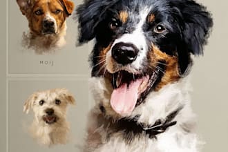 draw pet portrait, digital art, dog portrait, pet memorials