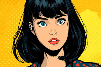 draw a cartoon potraits caricatures of you in a poster style