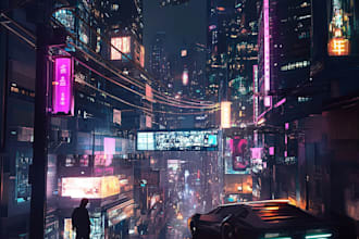 do a cyberpunk futuristic city