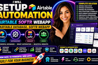 setup airtable automation, airtable softr webapp airtable database, softr webapp