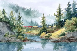 hand paint a watercolor or acrylic landscape