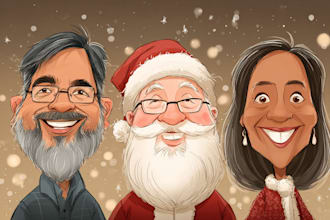 draw your office christmas card, holiday funny cartoon