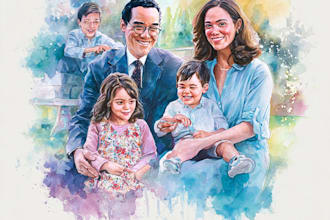 create a stunning watercolor family portrait