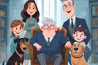 design a professional disney family portrait
