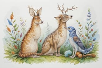 do watercolor painting of botanical animals