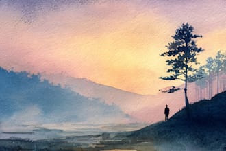 draw watercolor drawings of landscape designs