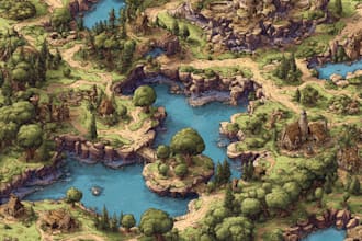draw a fantasy map illustration