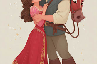 draw disney cartoon pet portrait in a cute style