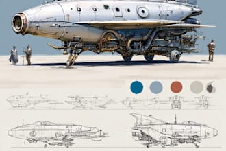 draw spaceship concept art or design a starship or scifi vehicle