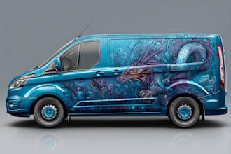 design an awesome vehicle wrap for your van, trailer, truck wrap car wrap design