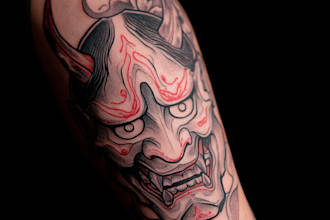 design a japanese hannya mask tattoo for you