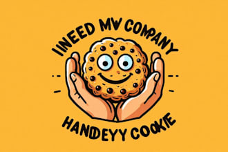 make hand drawn smiley cookie logo  for your company