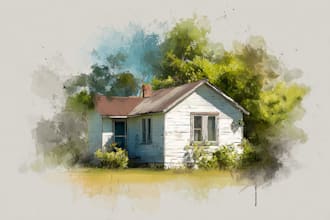 draw a watercolor house painting