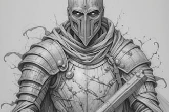 draw concept art of knights, medieval, dark fantasy