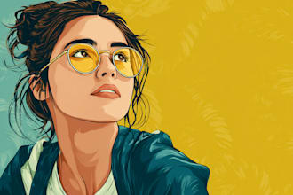 draw a custom digital art portrait in linocut style