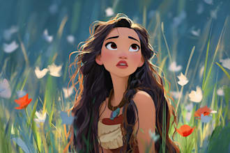 do cute disney cartoon portrait