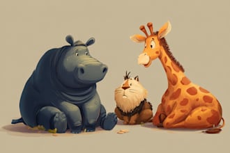 draw animals cartoon illustration