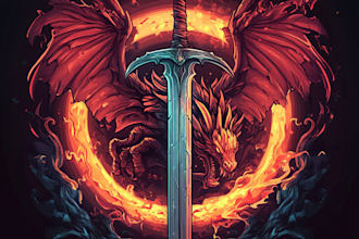 draw fantasy game logo with cool unique magic style