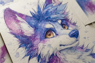 make a digital watercolor character art or furry art