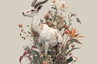 draw an animal and botanical illustration