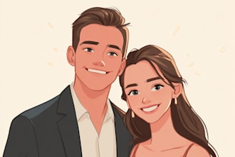 design a high detail couple vector portrait for you