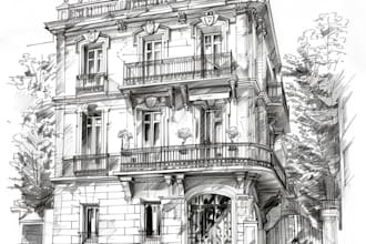 draw architectural sketches of buildings and houses