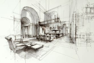 draw interior sketch and architectural designs
