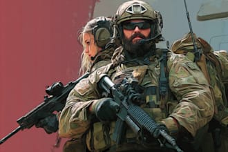 draw military characters or military related illustrations