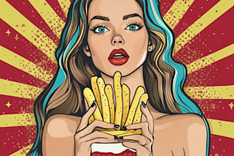create vibrant pop art posters of your favorite food