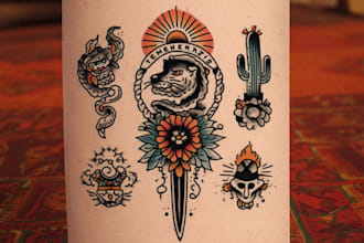 create old school or traditional tattoo style design