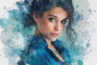 make custom digital watercolor